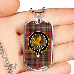 ScottishPlaid Martin Weathered Clan Tartan Dog Tag Necklace - Crest Classic Scottish Plaid Tartan Plaid