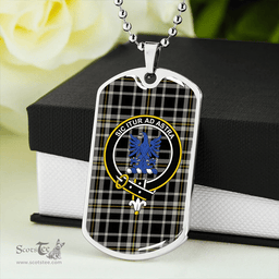 ScottishPlaid Ochterlony (Auchterlony) Ancient Clan Tartan Dog Tag Necklace - Crest Classic Scottish Plaid Tartan Plaid