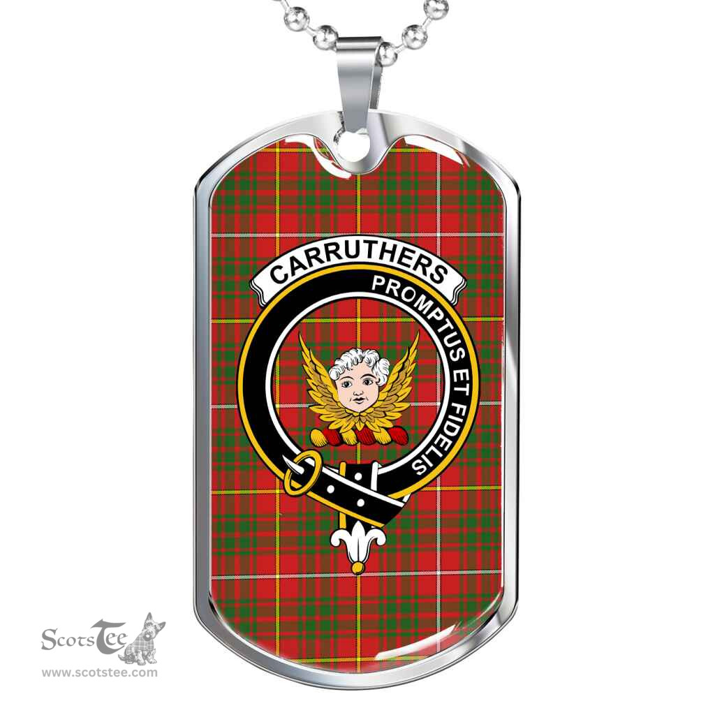 Scottish Carruthers Clan Tartan Dog Tag Necklace - Crest Classic Scottish Plaid Tartan Plaid