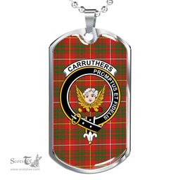 Scottish Carruthers Clan Tartan Dog Tag Necklace - Crest Classic Scottish Plaid Tartan Plaid