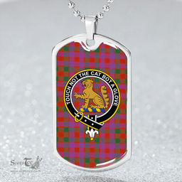 ScottishPlaid MacGowan Portrait (Gow Portrait) Ancient Clan Tartan Dog Tag Necklace - Crest Classic Scottish Plaid Tartan Plaid