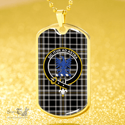 ScottishPlaid Ochterlony (Auchterlony) Ancient Clan Tartan Dog Tag Necklace - Crest Classic Scottish Plaid Tartan Plaid