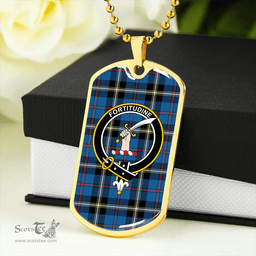 ScottishPlaid MacRae of America Ancient Clan Tartan Dog Tag Necklace - Crest Classic Scottish Plaid Tartan Plaid