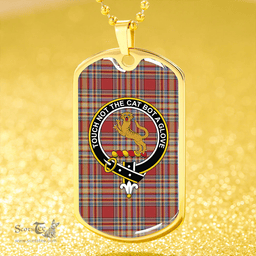 ScottishPlaid MacGlashan Breacan Glas Weathered Clan Tartan Dog Tag Necklace - Crest Classic Scottish Plaid Tartan Plaid
