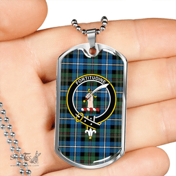 ScottishPlaid MacRae Hunting Ancient Clan Tartan Dog Tag Necklace - Crest Classic Scottish Plaid Tartan Plaid