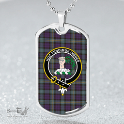 ScottishPlaid Paterson #2 Weathered Clan Tartan Dog Tag Necklace - Crest Classic Scottish Plaid Tartan Plaid