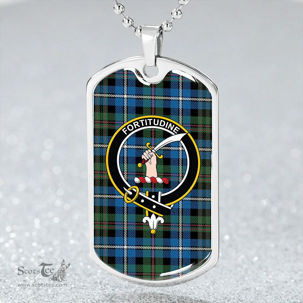 ScottishPlaid MacRae Hunting Ancient Clan Tartan Dog Tag Necklace - Crest Classic Scottish Plaid Tartan Plaid