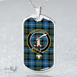 ScottishPlaid MacRae Hunting Ancient Clan Tartan Dog Tag Necklace - Crest Classic Scottish Plaid Tartan Plaid