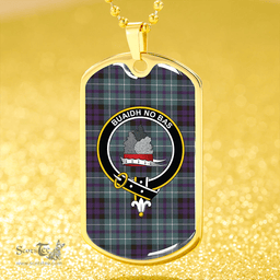 ScottishPlaid MacNeil of Colonsay (MacNeil of Barra of Colonsay) Weathered Clan Tartan Dog Tag Necklace - Crest Classic Scottish Plaid Tartan Plaid