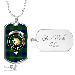 Scottish Oliphant Clan Tartan Dog Tag Necklace - Crest Classic Scottish Plaid Tartan Plaid