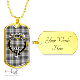 Scottish Glendinning Clan Tartan Dog Tag Necklace - Crest Classic Scottish Plaid Tartan Plaid