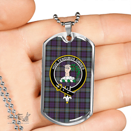 ScottishPlaid Paterson #2 Weathered Clan Tartan Dog Tag Necklace - Crest Classic Scottish Plaid Tartan Plaid