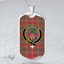 ScottishPlaid Somerville Weathered Clan Tartan Dog Tag Necklace - Crest Classic Scottish Plaid Tartan Plaid