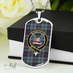 ScottishPlaid MacNeil of Colonsay (MacNeil of Barra of Colonsay) Weathered Clan Tartan Dog Tag Necklace - Crest Classic Scottish Plaid Tartan Plaid