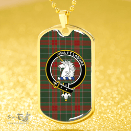 ScottishPlaid Ramsay Green Modern Clan Tartan Dog Tag Necklace - Crest Classic Scottish Plaid Tartan Plaid