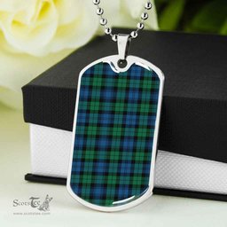Scottish Blackwatch Ancient Clan Tartan Dog Tag Necklace - Classic Scottish Plaid Tartan Plaid