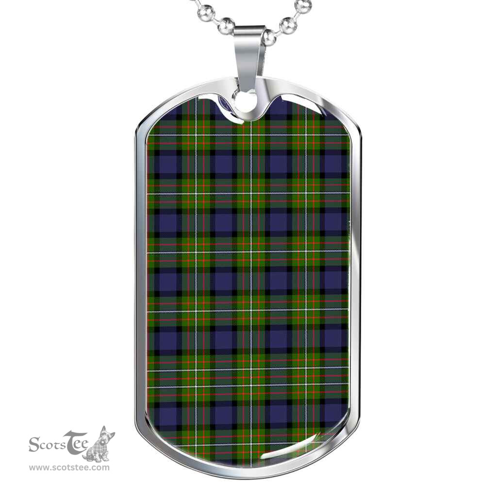 Scottish Fergusson Modern Clan Tartan Dog Tag Necklace - Classic Scottish Plaid Tartan Plaid