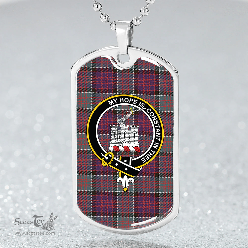 ScottishPlaid MacDonald of Clanranald Weathered Clan Tartan Dog Tag Necklace - Crest Classic Scottish Plaid Tartan Plaid