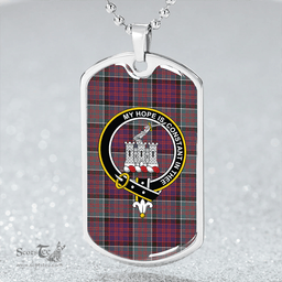 ScottishPlaid MacDonald of Clanranald Weathered Clan Tartan Dog Tag Necklace - Crest Classic Scottish Plaid Tartan Plaid