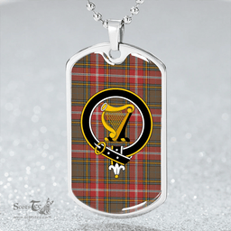ScottishPlaid MacWhirter Weathered Clan Tartan Dog Tag Necklace - Crest Classic Scottish Plaid Tartan Plaid