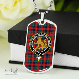 ScottishPlaid MacGowan (Gow) Modern Clan Tartan Dog Tag Necklace - Crest Classic Scottish Plaid Tartan Plaid