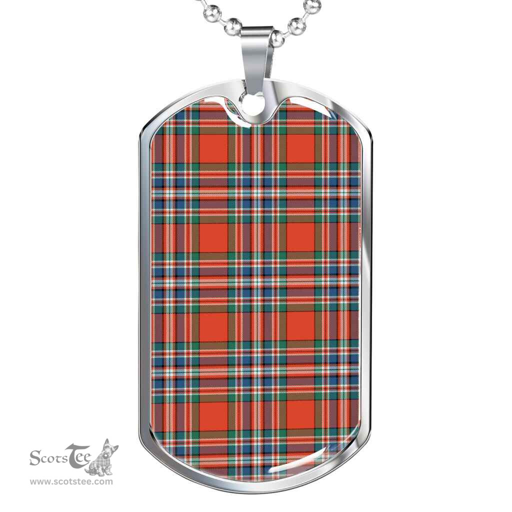 Scottish MacFarlane Ancient Clan Tartan Dog Tag Necklace - Classic Scottish Plaid Tartan Plaid