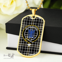 ScottishPlaid Ochterlony (Auchterlony) Ancient Clan Tartan Dog Tag Necklace - Crest Classic Scottish Plaid Tartan Plaid