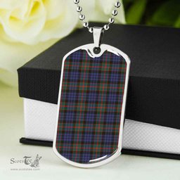 Scottish Fletcher of Dunans Clan Tartan Dog Tag Necklace - Classic Scottish Plaid Tartan Plaid