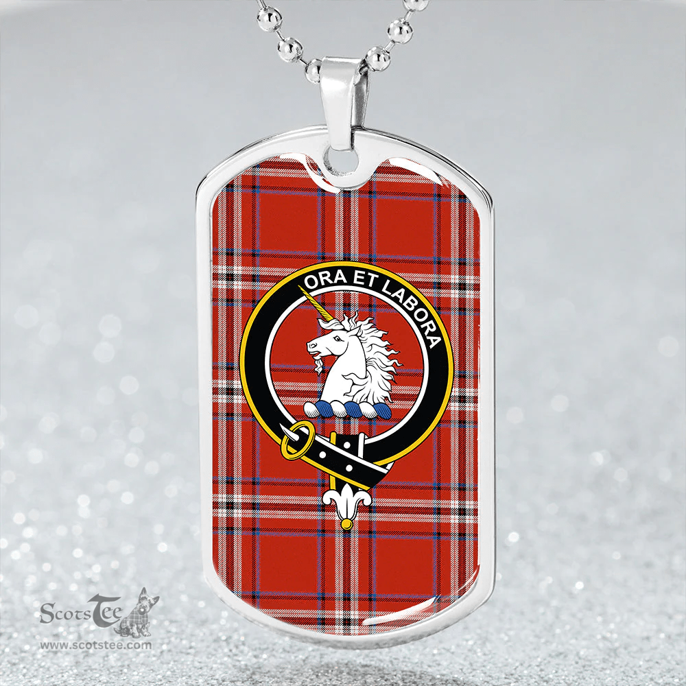 ScottishPlaid Ramsay Angus & Mearns Ancient Clan Tartan Dog Tag Necklace - Crest Classic Scottish Plaid Tartan Plaid