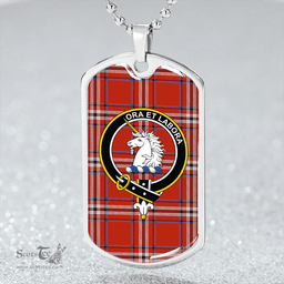 ScottishPlaid Ramsay Angus & Mearns Ancient Clan Tartan Dog Tag Necklace - Crest Classic Scottish Plaid Tartan Plaid