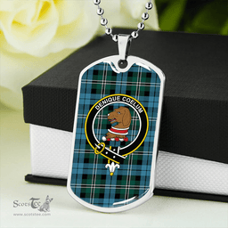 ScottishPlaid Melville Modern Clan Tartan Dog Tag Necklace - Crest Classic Scottish Plaid Tartan Plaid