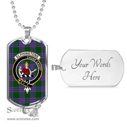 Scottish Elphinstone Clan Tartan Dog Tag Necklace - Crest Classic Scottish Plaid Tartan Plaid