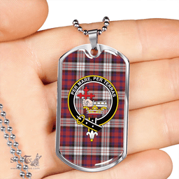 ScottishPlaid MacDonald Dress; Irish Weathered Clan Tartan Dog Tag Necklace - Crest Classic Scottish Plaid Tartan Plaid