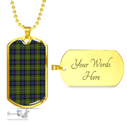 Scottish Fergusson Modern Clan Tartan Dog Tag Necklace - Classic Scottish Plaid Tartan Plaid