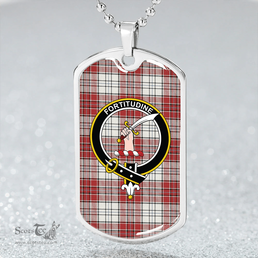 ScottishPlaid MacRae Red Dress Weathered Clan Tartan Dog Tag Necklace - Crest Classic Scottish Plaid Tartan Plaid