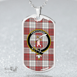 ScottishPlaid MacRae Red Dress Weathered Clan Tartan Dog Tag Necklace - Crest Classic Scottish Plaid Tartan Plaid