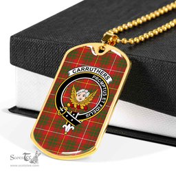 Scottish Carruthers Clan Tartan Dog Tag Necklace - Crest Classic Scottish Plaid Tartan Plaid