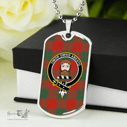 ScottishPlaid MacNab #2 Ancient Clan Tartan Dog Tag Necklace - Crest Classic Scottish Plaid Tartan Plaid