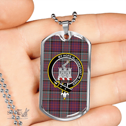 ScottishPlaid MacDonald of Clanranald Weathered Clan Tartan Dog Tag Necklace - Crest Classic Scottish Plaid Tartan Plaid