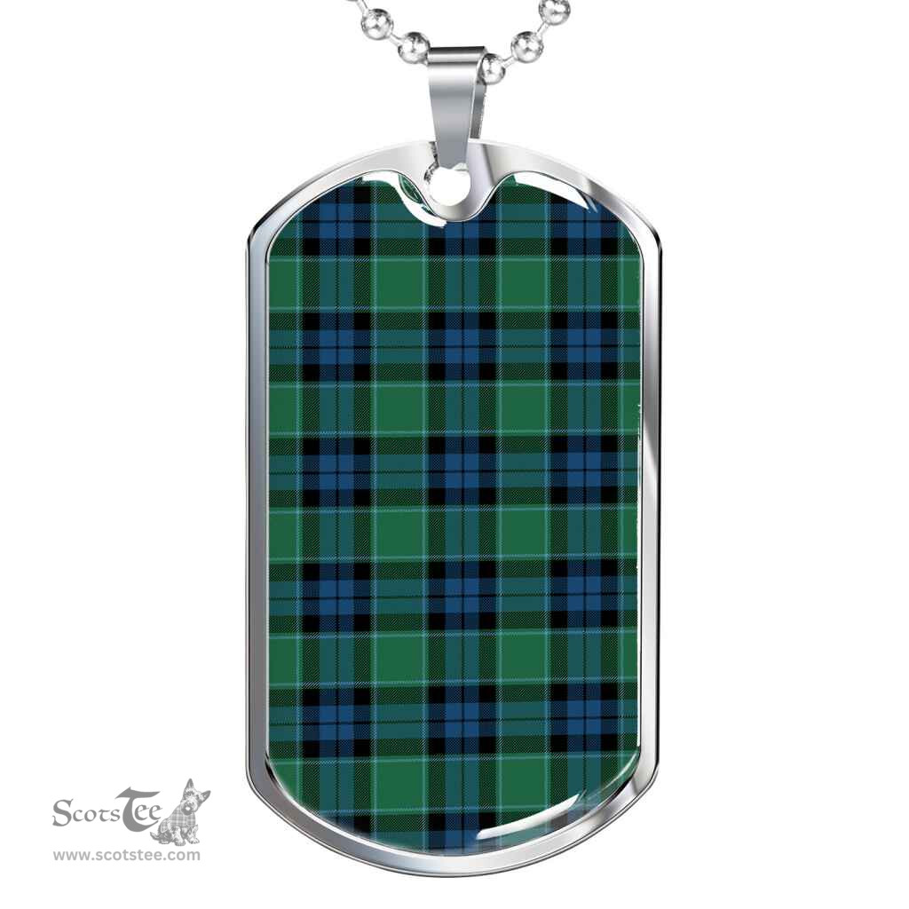 Scottish Graham of Menteith Ancient Clan Tartan Dog Tag Necklace - Classic Scottish Plaid Tartan Plaid