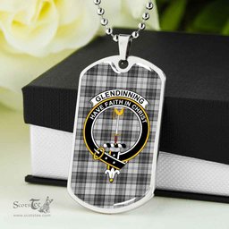 Scottish Glendinning Clan Tartan Dog Tag Necklace - Crest Classic Scottish Plaid Tartan Plaid