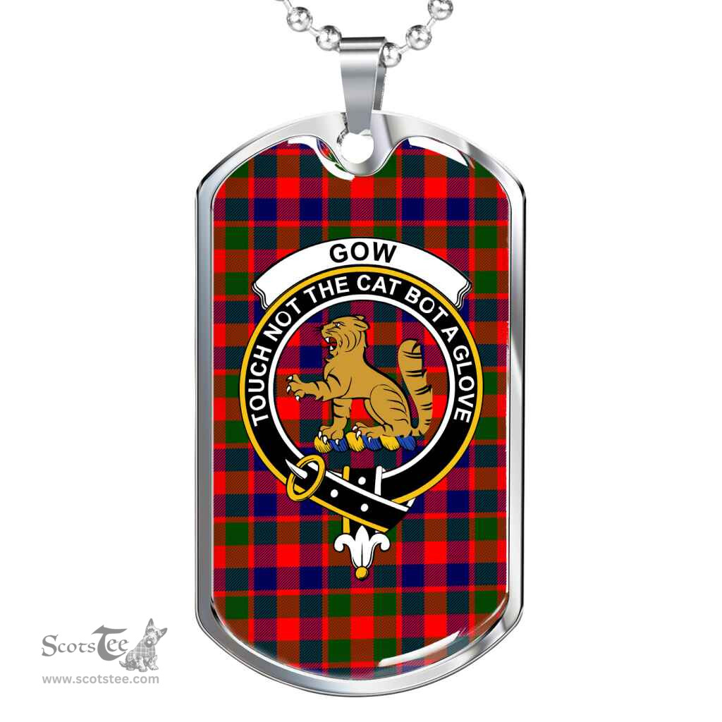 Scottish Gow (or McGouan) Clan Tartan Dog Tag Necklace - Crest Classic Scottish Plaid Tartan Plaid