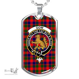 Scottish Gow (or McGouan) Clan Tartan Dog Tag Necklace - Crest Classic Scottish Plaid Tartan Plaid