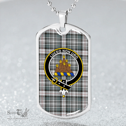 ScottishPlaid MacKenzie #2 Weathered Clan Tartan Dog Tag Necklace - Crest Classic Scottish Plaid Tartan Plaid