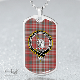 ScottishPlaid Ritchie Weathered Clan Tartan Dog Tag Necklace - Crest Classic Scottish Plaid Tartan Plaid