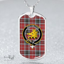ScottishPlaid MacTavish Ancient Clan Tartan Dog Tag Necklace - Crest Classic Scottish Plaid Tartan Plaid