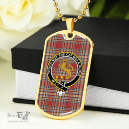ScottishPlaid MacGlashan Breacan Glas Weathered Clan Tartan Dog Tag Necklace - Crest Classic Scottish Plaid Tartan Plaid
