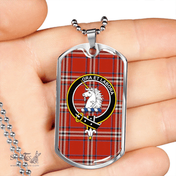 ScottishPlaid Ramsay Angus & Mearns Ancient Clan Tartan Dog Tag Necklace - Crest Classic Scottish Plaid Tartan Plaid