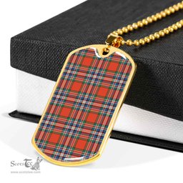 Scottish MacFarlane Ancient Clan Tartan Dog Tag Necklace - Classic Scottish Plaid Tartan Plaid