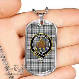 ScottishPlaid MacKenzie #2 Weathered Clan Tartan Dog Tag Necklace - Crest Classic Scottish Plaid Tartan Plaid